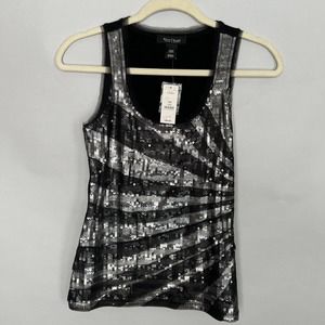 White House Black Market Black sequin Top New with Tags Size XXS